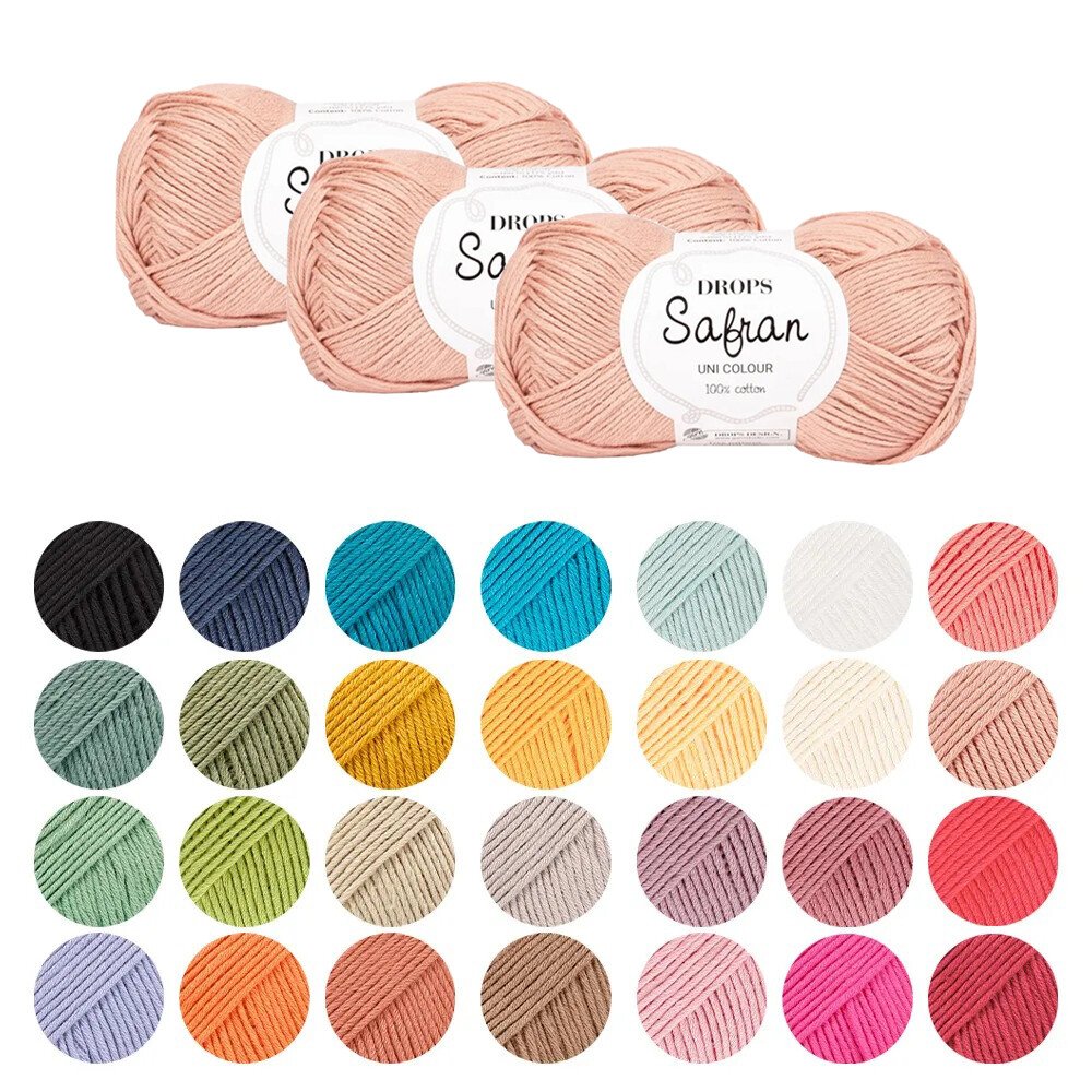 DROPS Safran 100% Cotton Yarn 50g DROPS Safran 100% Cotton Yarn 50g Knitting Crochet All Colours - Image 1