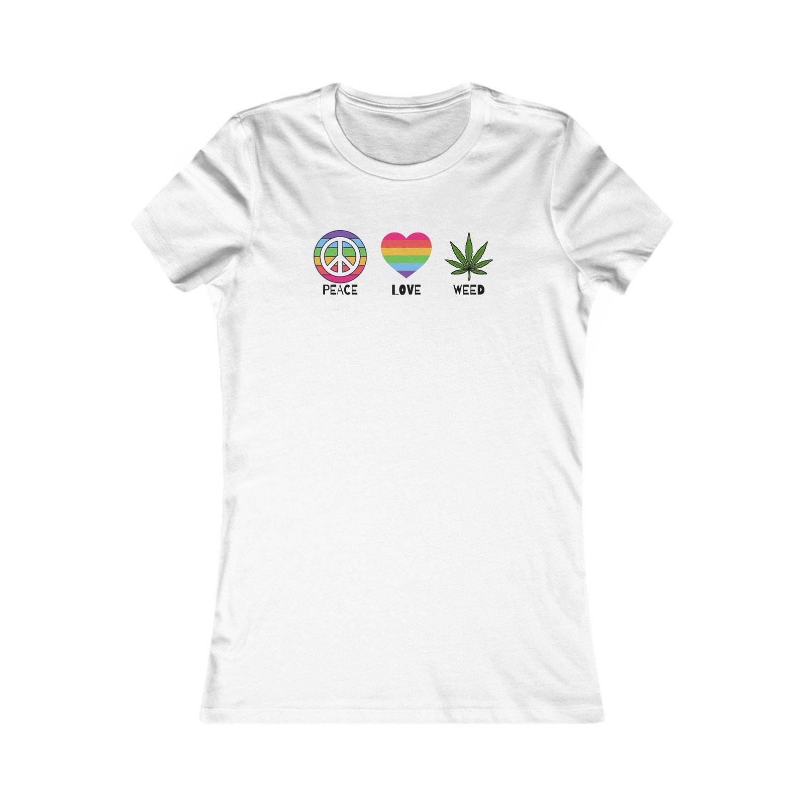 Peace Love Weed Women T-Shirt Women's Peace Love Weed T-Shirt | Cannabis Graphic Tee - Image 1
